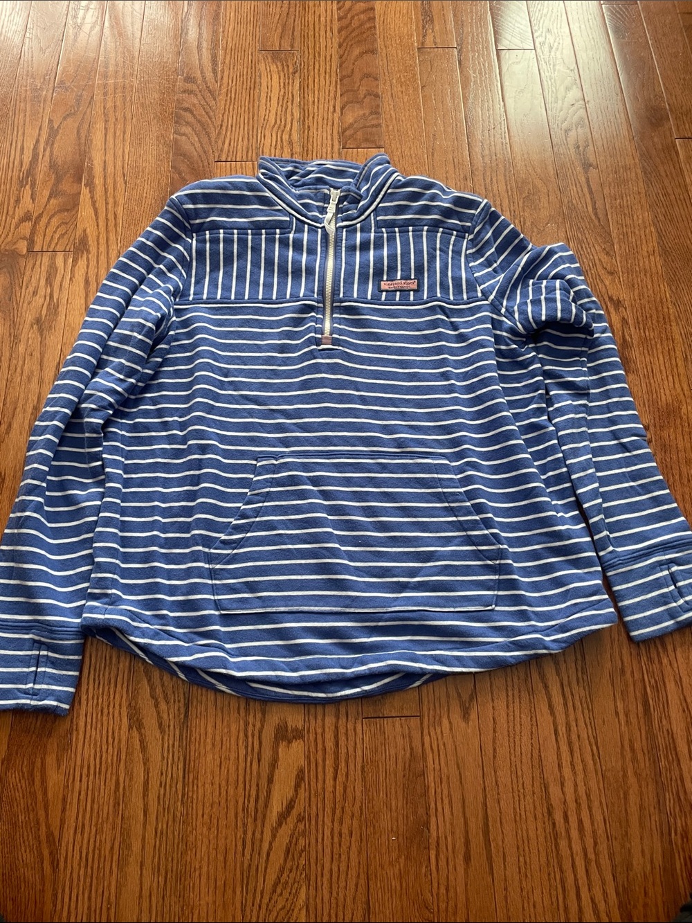 Vineyard Vines Blue White Striped 1/4 Zip Shep Pullover Women’s Sz Medium